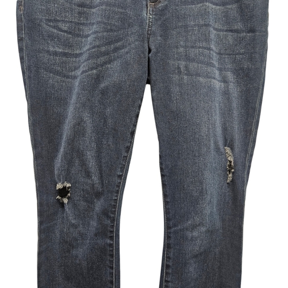 Kut From the Kloth KFTK Distressed Dark Wash Jeans Crop Size 10 Denim - Picture 3 of 16